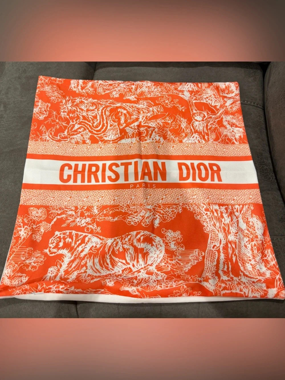 New designer inspired Orange & White Logo pillow case 18 inch